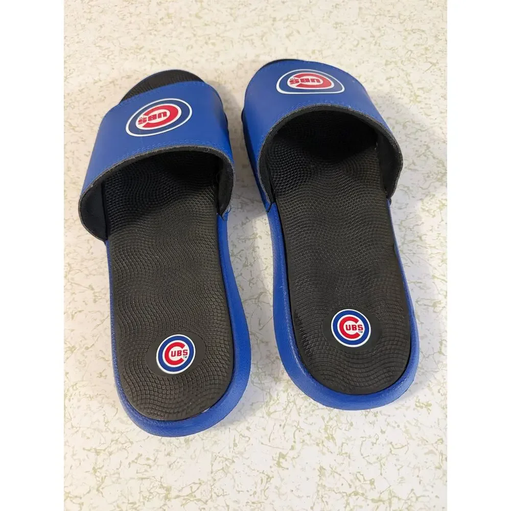 Chicago Cubs Slide Sandals Men’s XL (12-14) Blue MLB Logo Slip On Slides